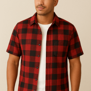 Camisa de franela color roja a cuadros - leñador
