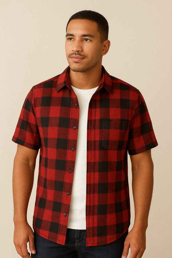 Camisa de franela color roja a cuadros - leñador