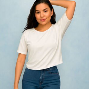 Blusa holgada de mujer, fresca y suave, algodon y costuras reflorzadas. color blanca