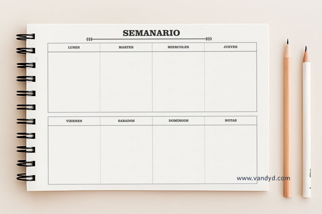 Inicio 7 Agenda de marca diseñada por Vandyd ® todos los derechos reservados, puedes adquirir el físico o el digital solo en Vandyd.